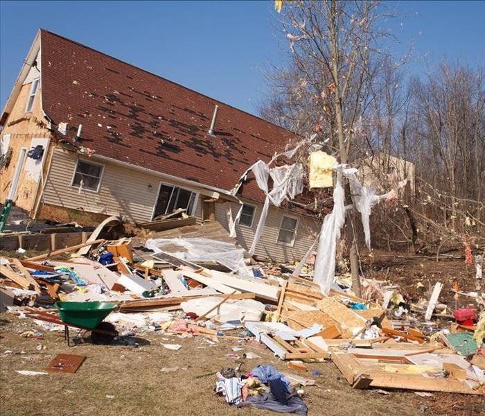 Tornado damage in home