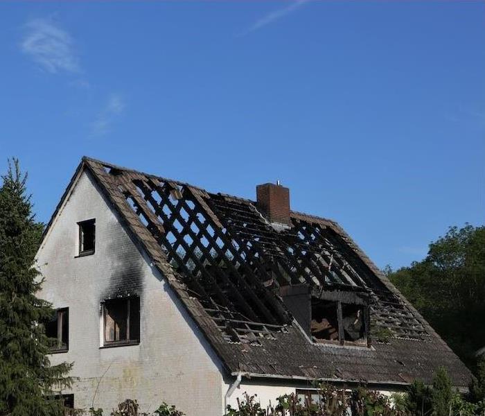 house roof burnt after fire